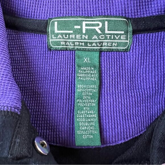 LRL Lauren Y2K Green Label Active Preppy Black Purple Athleisure Sweatshirt XL - Picture 7 of 13